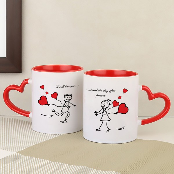 Heart Handle Mugs for Couple