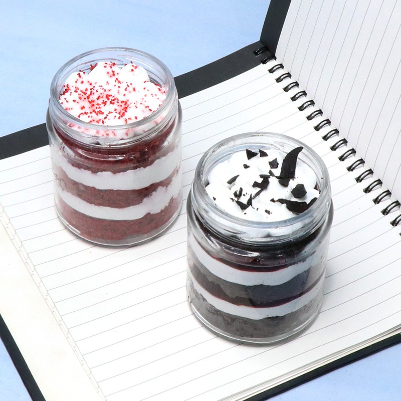 Combo of Red Velvet and Chocolate Jar Cake