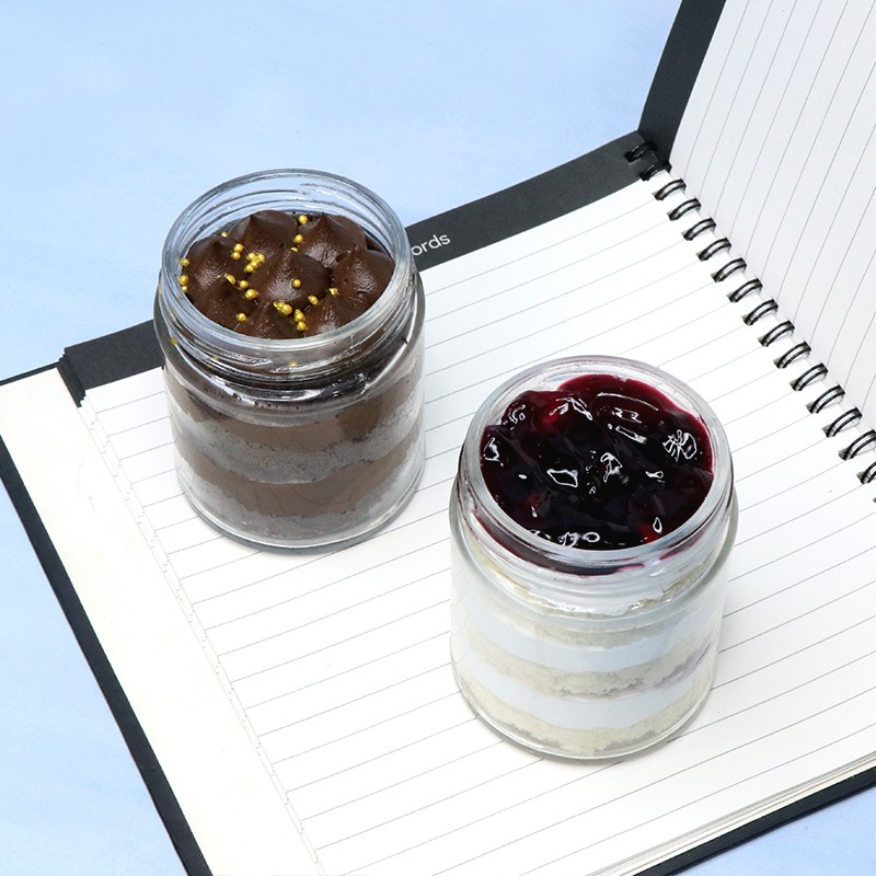 Combo of Blueberry and Black Forest Jar Cake