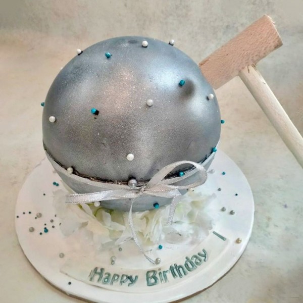 Silver Splash Pinata Cake