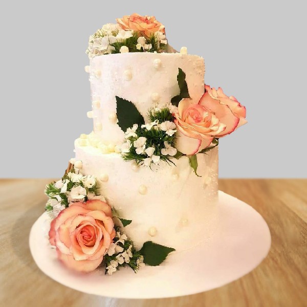 Adorable Two Tier Floral Cake - Avon Bakers