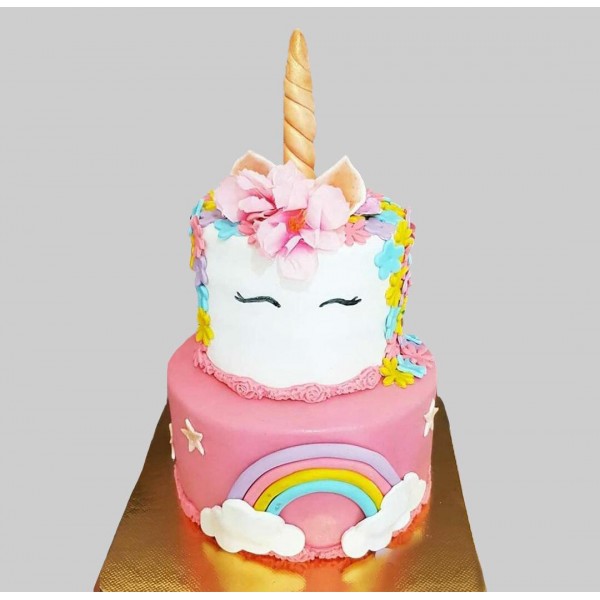 Simple Unicorn theme cake decoration/ Rainbow theme cake decoration/ISHAL  BAKES - YouTube