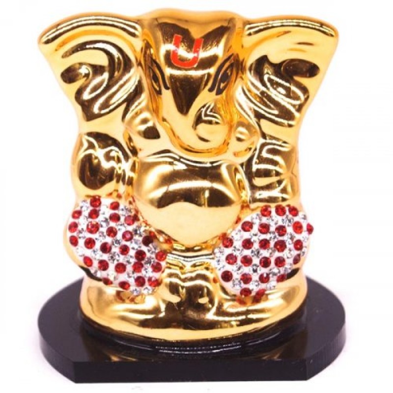 Stone Decorated Golden Ganesh Statue