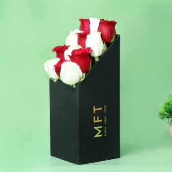 Elegant White and Red Rose Floral Box