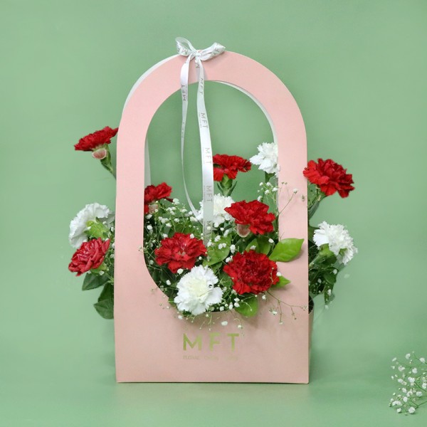 Red and White Carnation Floral Handbag