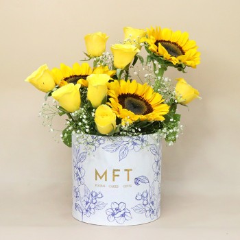Golden Sunshine Sunflower N Rose Box