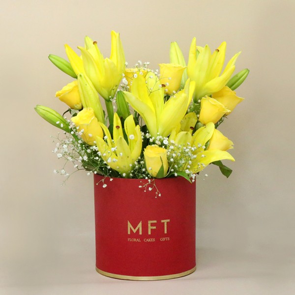 Golden Bliss Rose N Lily Red Box