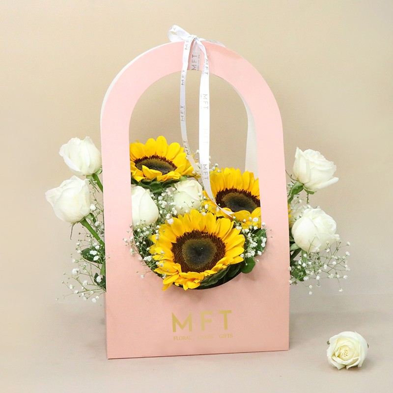Radiant Harmony Rose N Sunflower Handbag