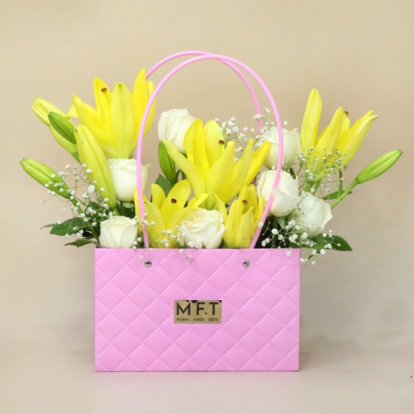 Elegant Glow Rose N Lily Handbag