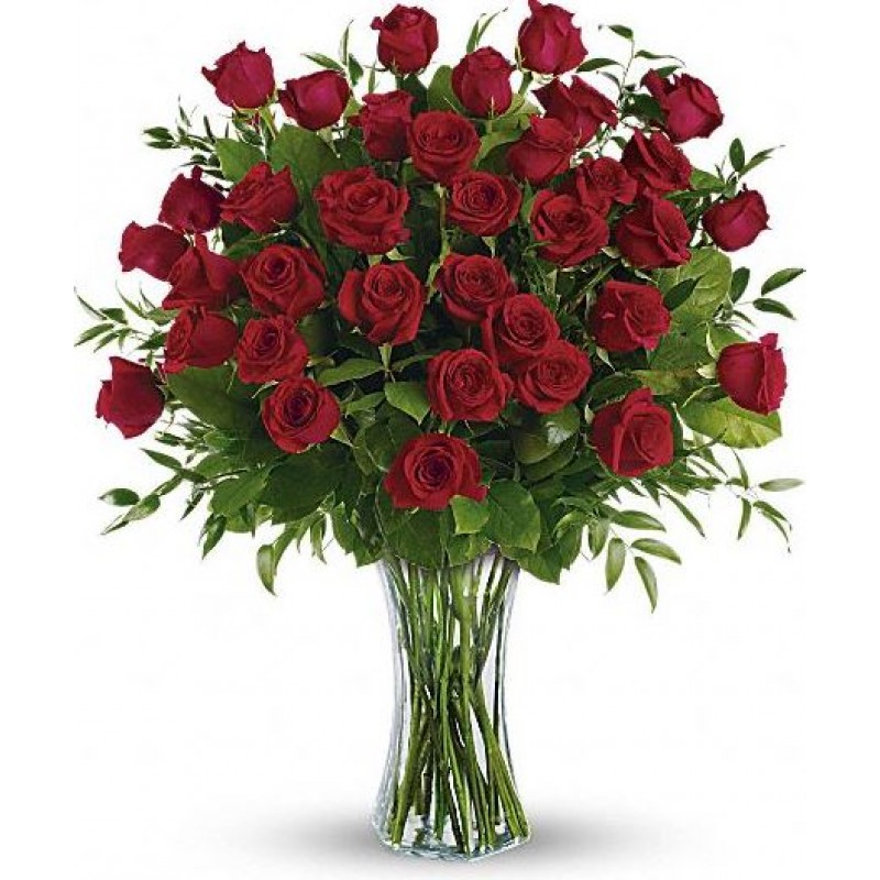 Three Dozen Long Stem Red Roses