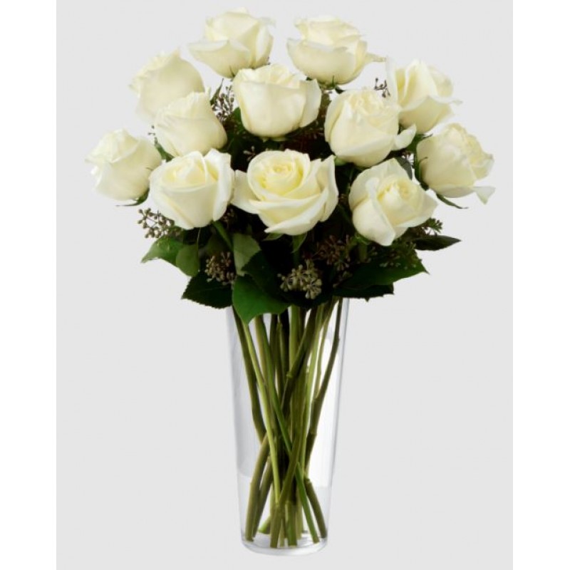 12 Long Stemmed White Roses