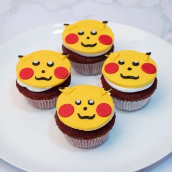 Set of 4 Pikachu Chocolate Fondant Cupcakes