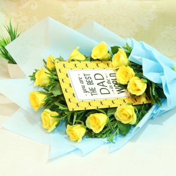 Vibrant Yellow Rose With Greeting Card