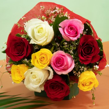 10 Colourful Roses Bunch