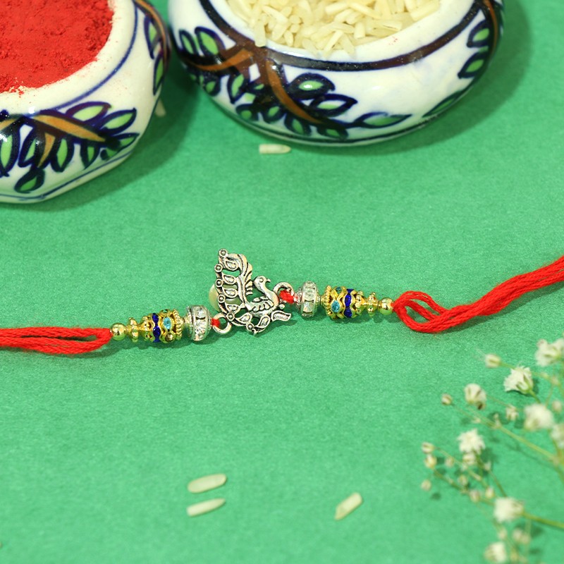 Peacock Silver Rakhi