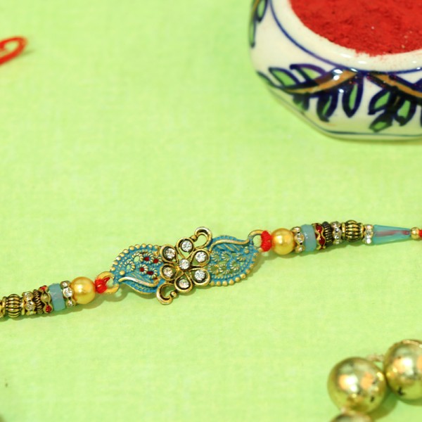 Diamond Embellished Peacock Rakhi