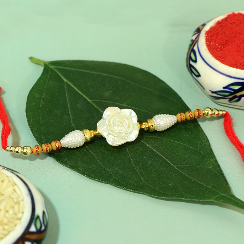 White Floral Rakhi