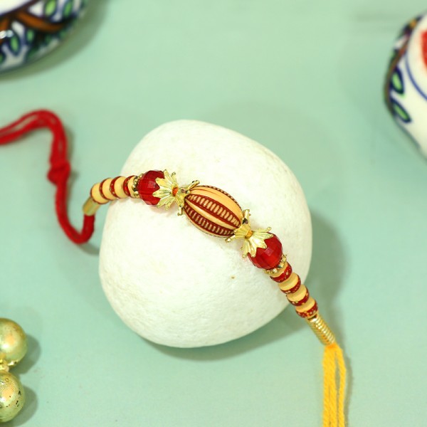 Traditional Red Pearl Rakhi