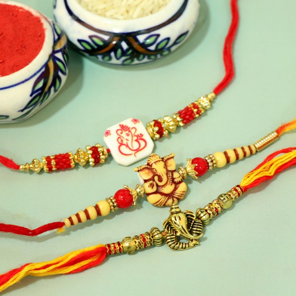 Auspicious Ganesha Trio Rakhis