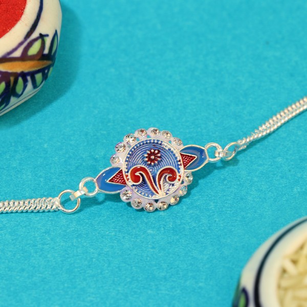 Adorable Meenakari Silver Rakhi