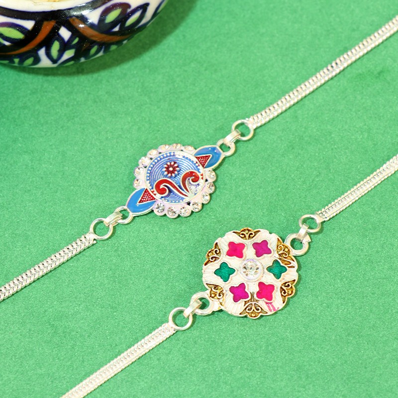 Set of 2 Silver Rakhi