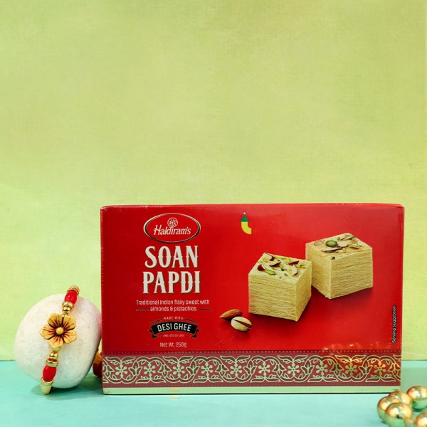 Floral Rakhi N Soan Papdi