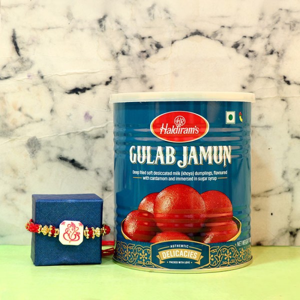 Religious Ganesha Rakhi with Sweet Combo