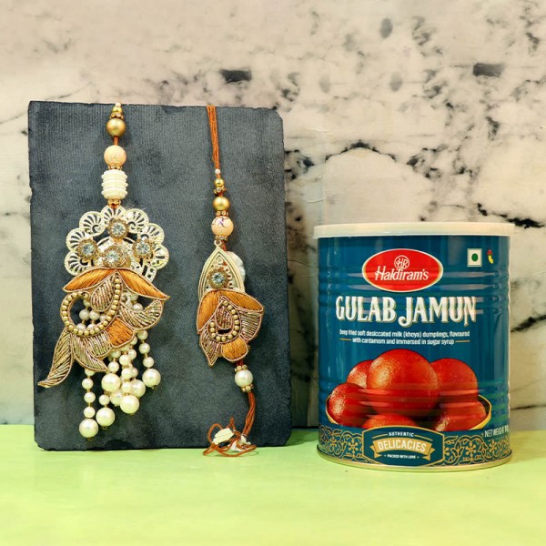 Attractive Floral Rakhi Set N Gulab Jamun