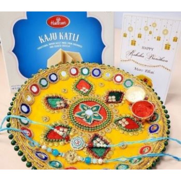 Elegant Rakhi Thali With Kaju Katli