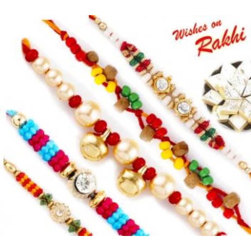 Set Of 5 Stone Rakhi