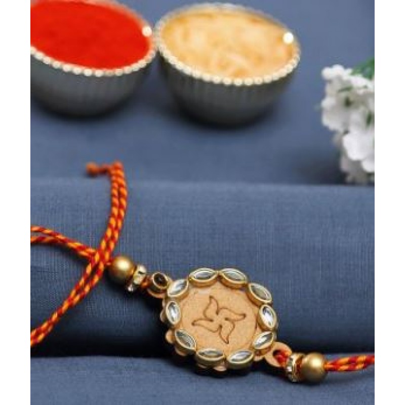 Round Shape Kundan Swastik