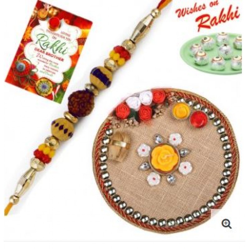 Rakhi Pooja Thali With 1 Bhaiya Rakhi