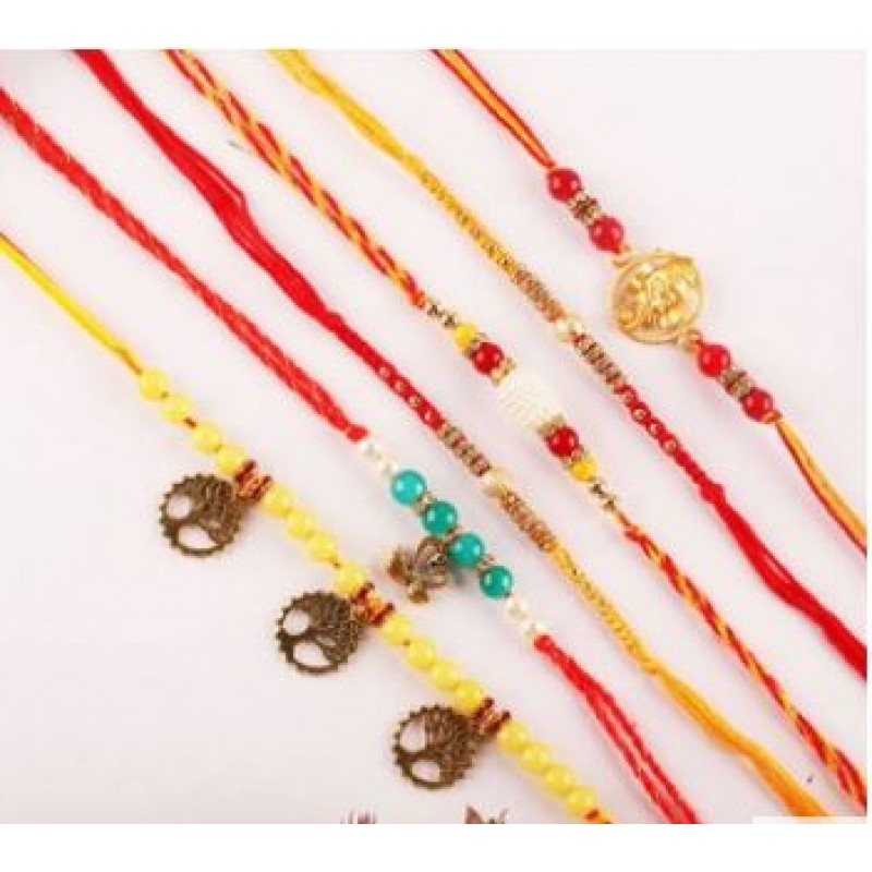 Multicolour Set of 6 Rakhis