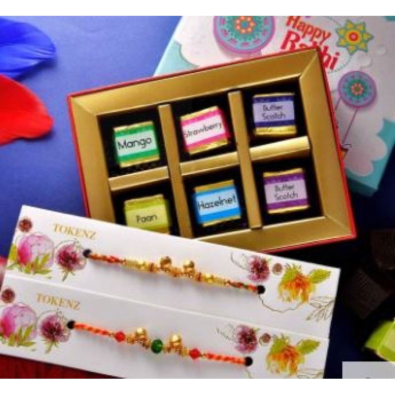 Ghungroo Set Of 2 Rakhis And Assorted Chocolate