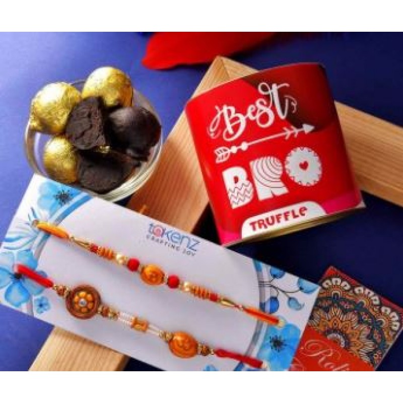 Om Set Of 2 Rakhis And Chocolate Truffle