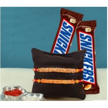 Set Of 2 Amazing Rakhi For Brother With Snickers Chocolates