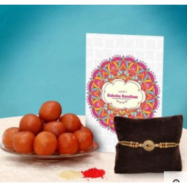 Om Rakhi With Delicious Gulabjamun With Card