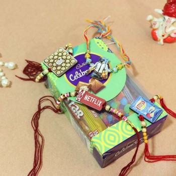 Set of 4 Designer Rakhi Celebration Pack