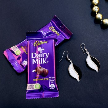 Cadbury with Stylish Leaf Earrings