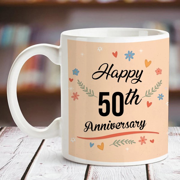 50th Anniversary Mug - Golden Anniversary Gift For Husband & Wife Married 50 Years