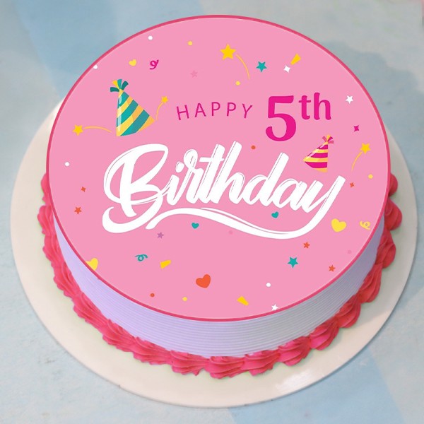 Happy 5th Birthday - Bokeh Vector Background with cake. Stock Vector by  ©harshmunjal 51177985