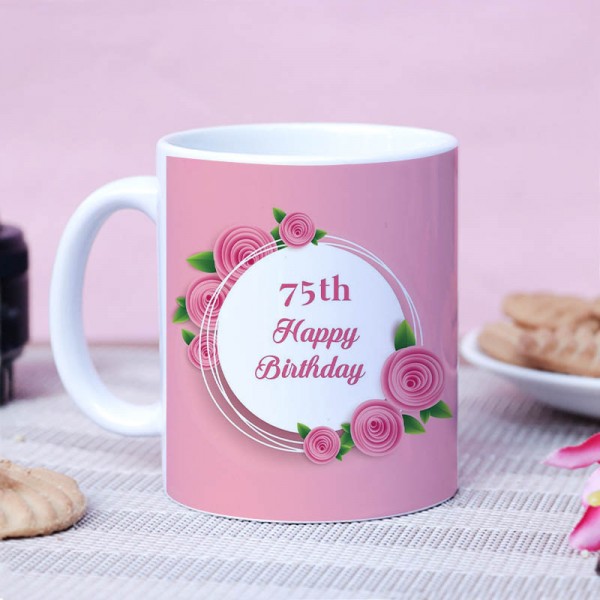 75th Birthday Floral Coffee Mug
