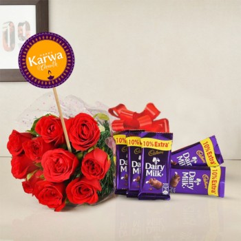 Red Roses Chocolate Combo for Karwa Chauth