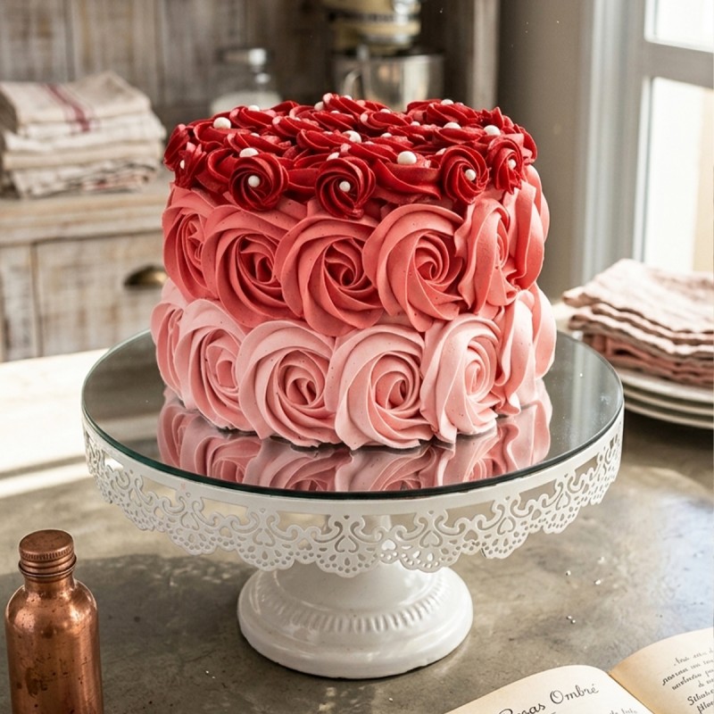 Half Kg Designer Red Rose Vanilla Cream Cake 