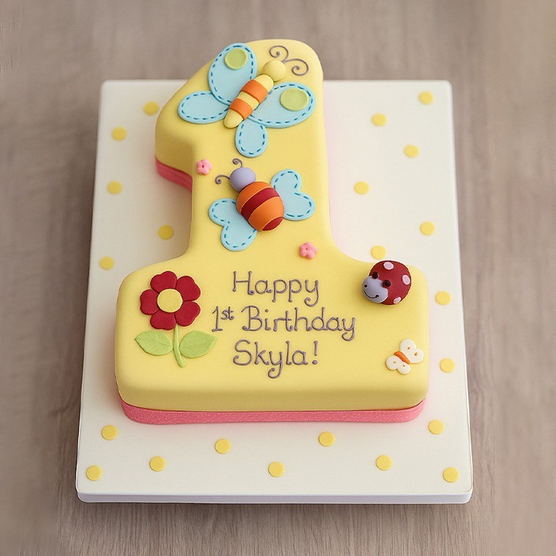 1st Birthday Theme Chocolate Fondant Cake for Kids