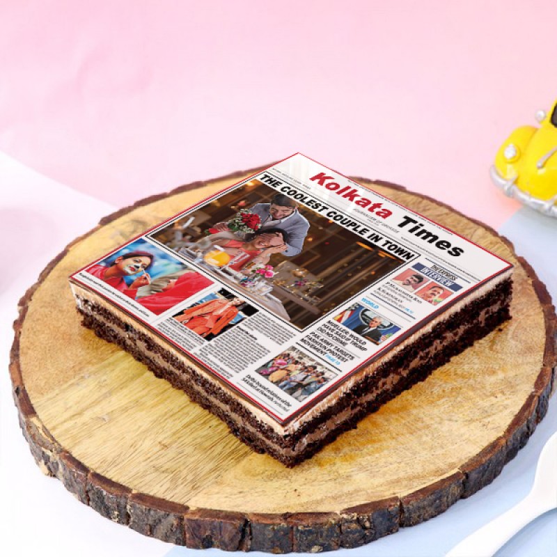 Half Kg Vanilla Personalised Photo Cream Cake for Couple