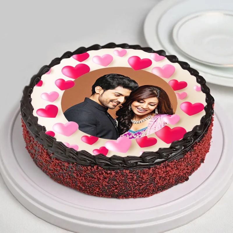 One Kg Chocolate Cream Personalised Cake for Couple
