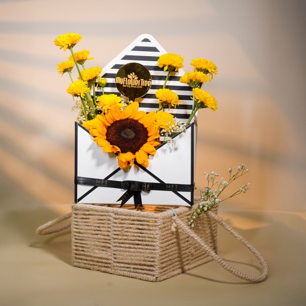 Sunflower Daisies Envelope Bouquet