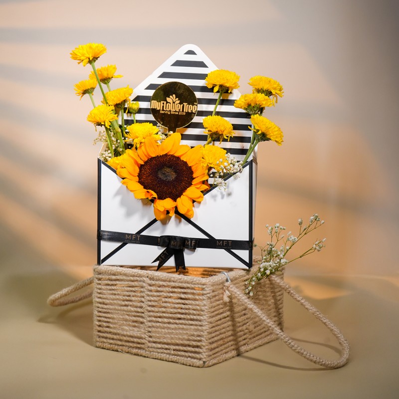 Sunflower Daisies Envelope Bouquet