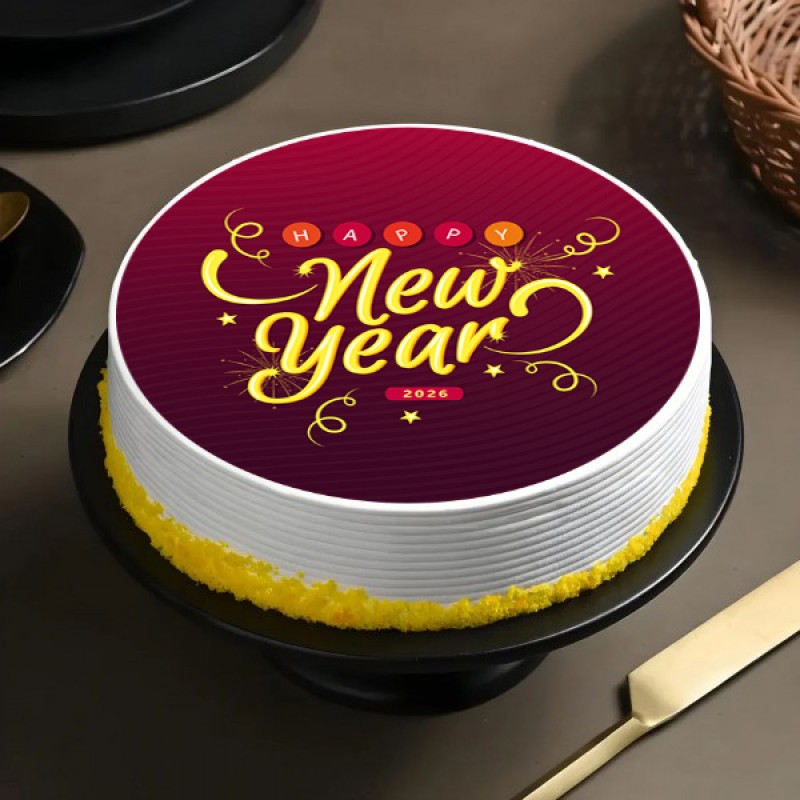 Happy New Year Pineapple Photo Cake